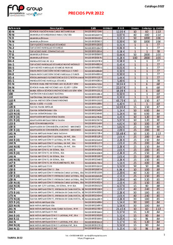 FENOPLÁSTICA - Tarifa 2022